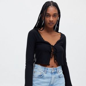 UO Leila Ribbed Tie-Front Top — never worn!